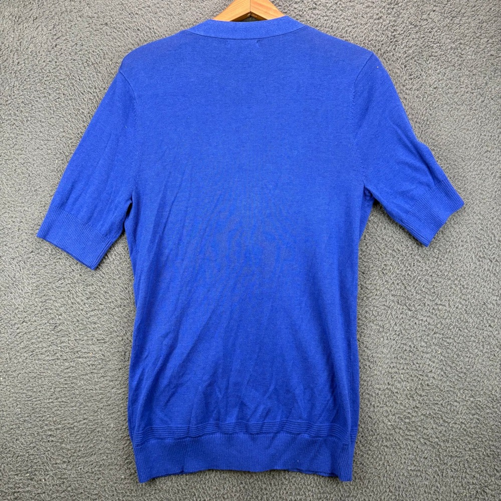 Banana Republic Womens Royal Blue Short Sleeve V-Neck Button Front Cardigan L - Picture 6 of 7